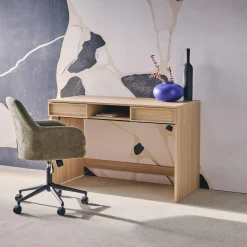 Wood effect desk 2 drawers 1 shelf 120cm