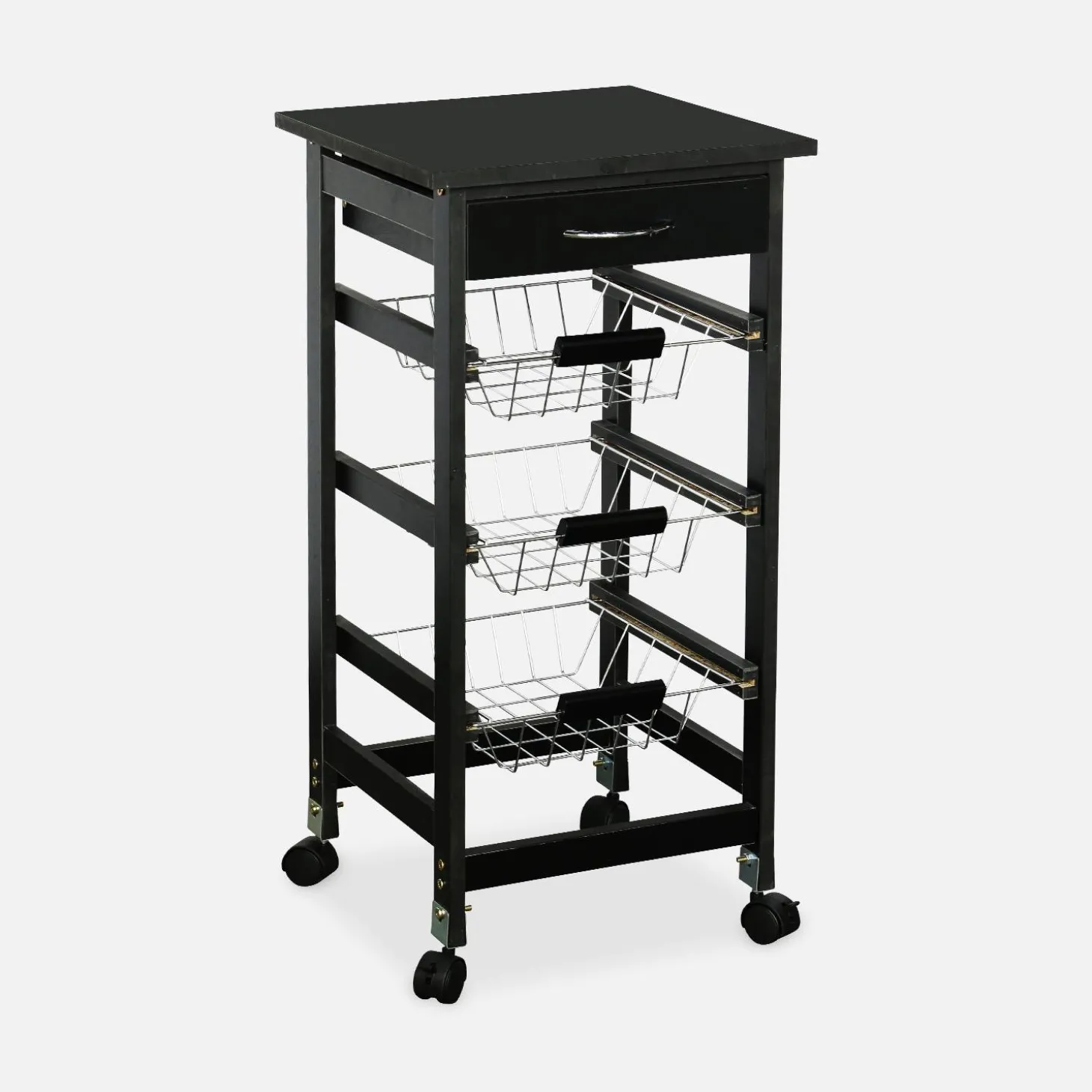 Wood-effect kitchen sideboard on castors, 37x37cm