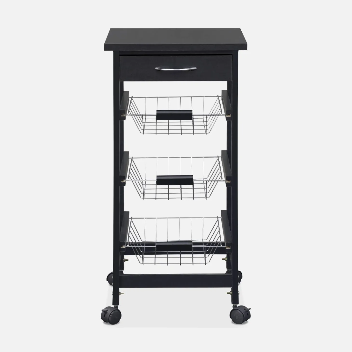 Wood-effect kitchen sideboard on castors, 37x37cm