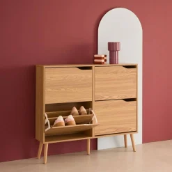 Wood effect shoe cabinet 4 drawers