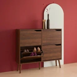 Wood effect shoe cabinet 4 drawers