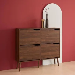 Wood effect shoe cabinet 4 drawers