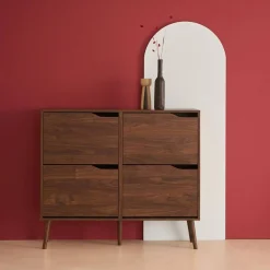 Wood effect shoe cabinet 4 drawers