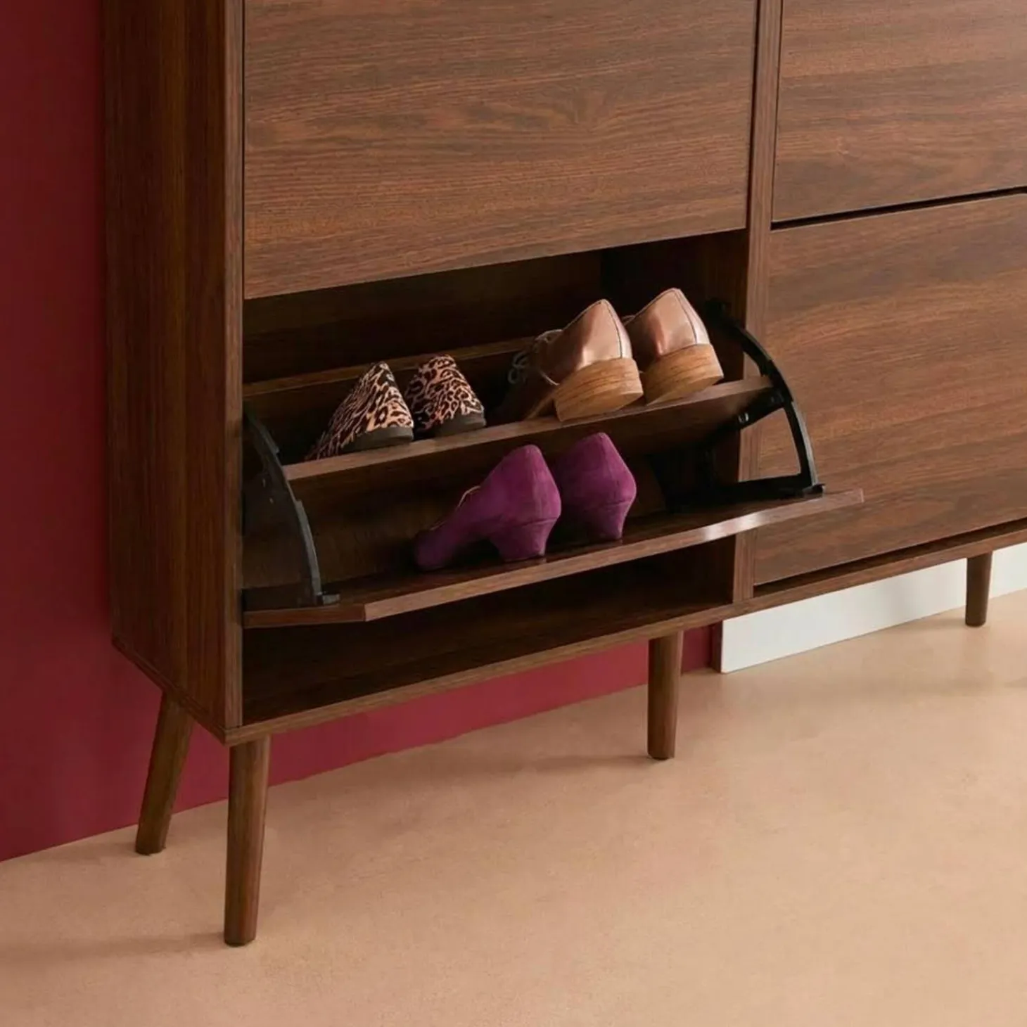 Wood effect shoe cabinet 4 drawers