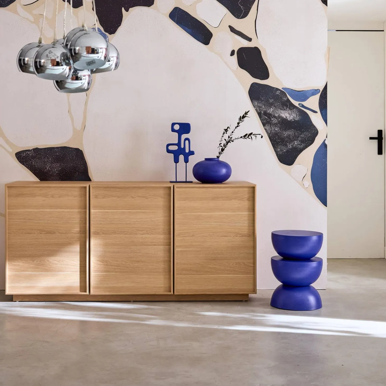 Wood effect sideboard 3 doors 160cm