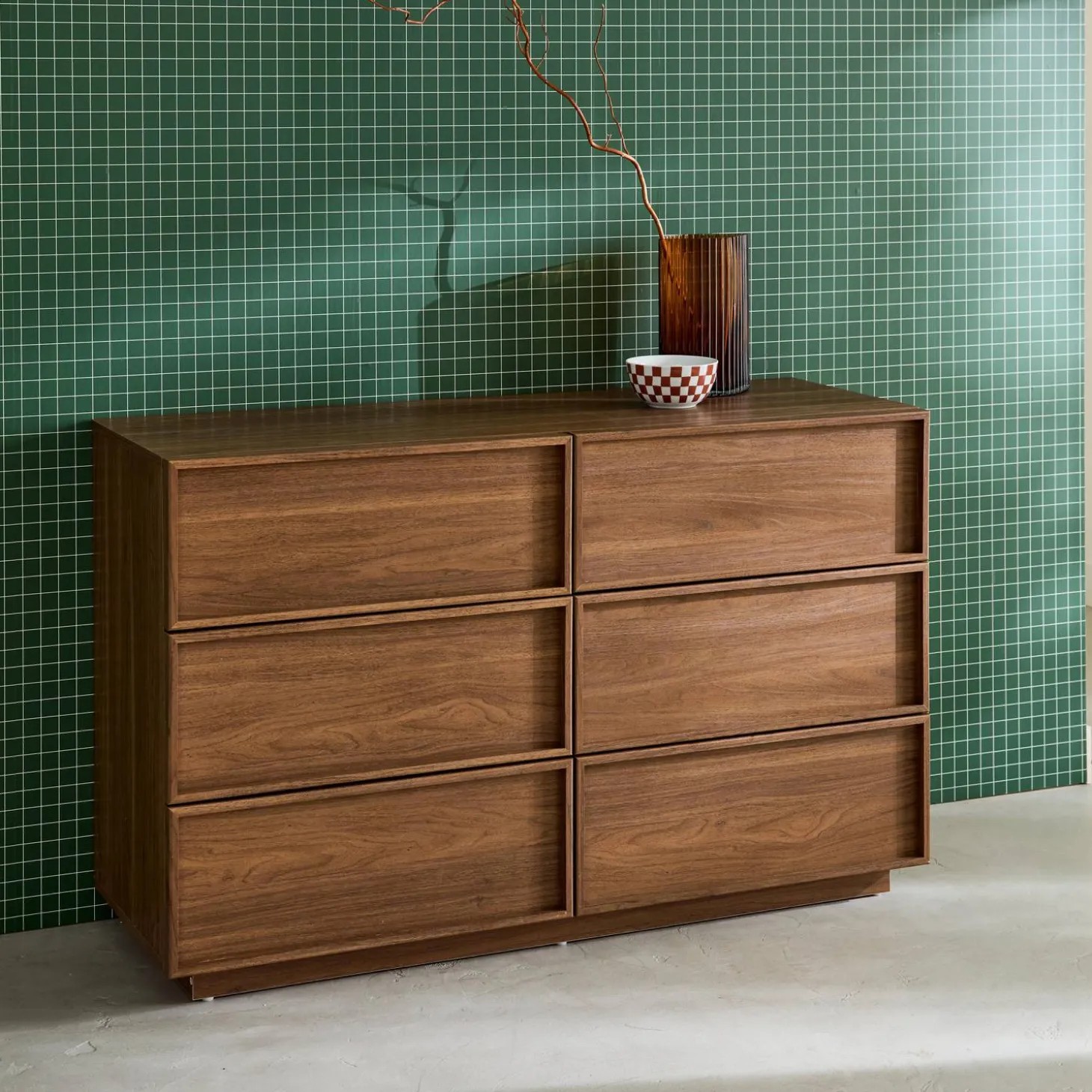 Wood effect storage dresser 6 drawers