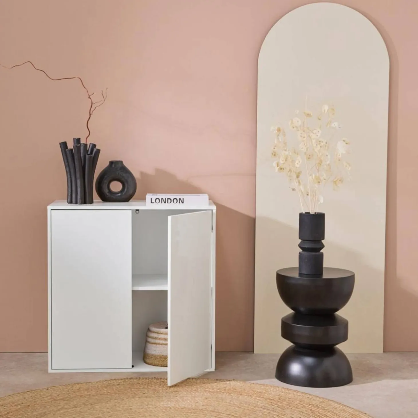 Wood effect storage unit, 2 doors, 70cm