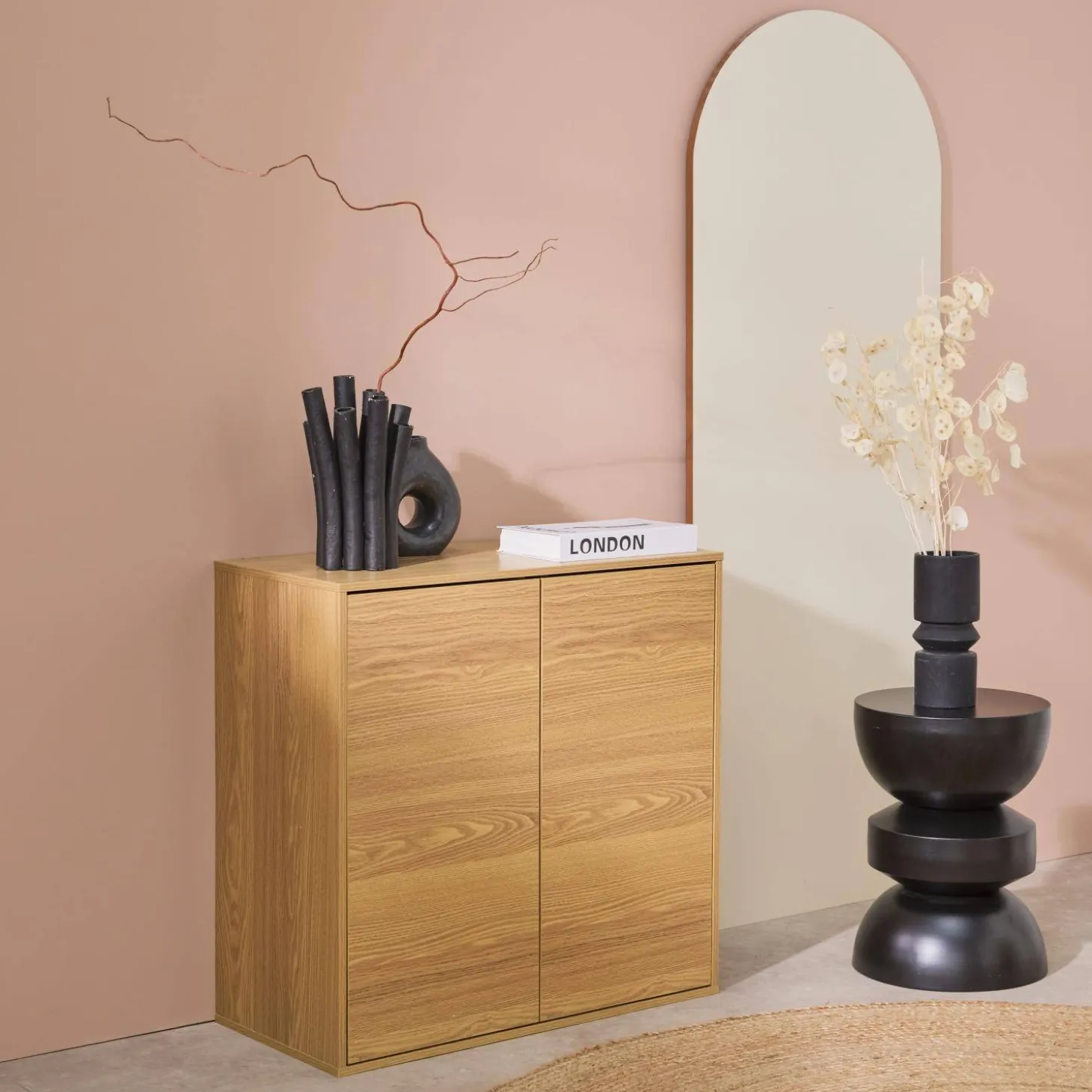 Wood effect storage unit, 2 doors, 70cm