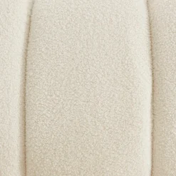 Wooden armchair with rounded legs in boucle fabric