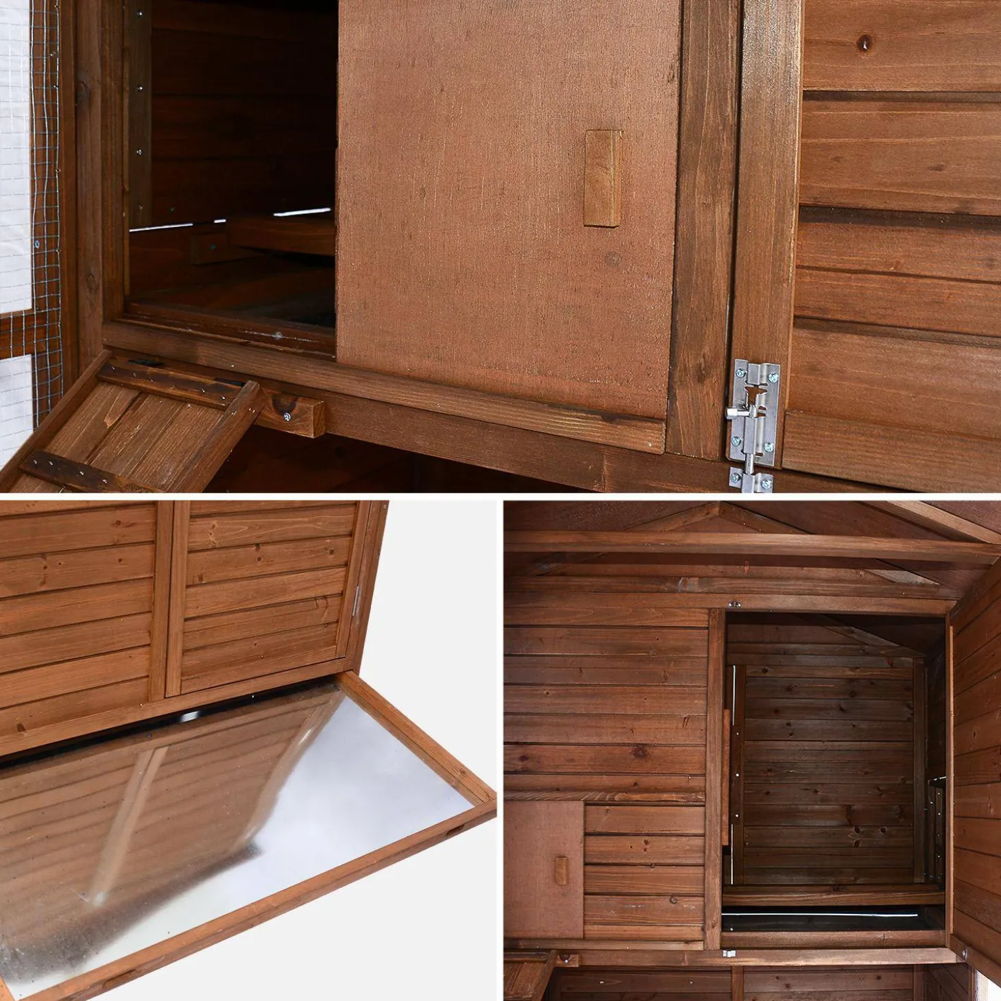 Wooden chicken coop for 4 chickens with nesting box