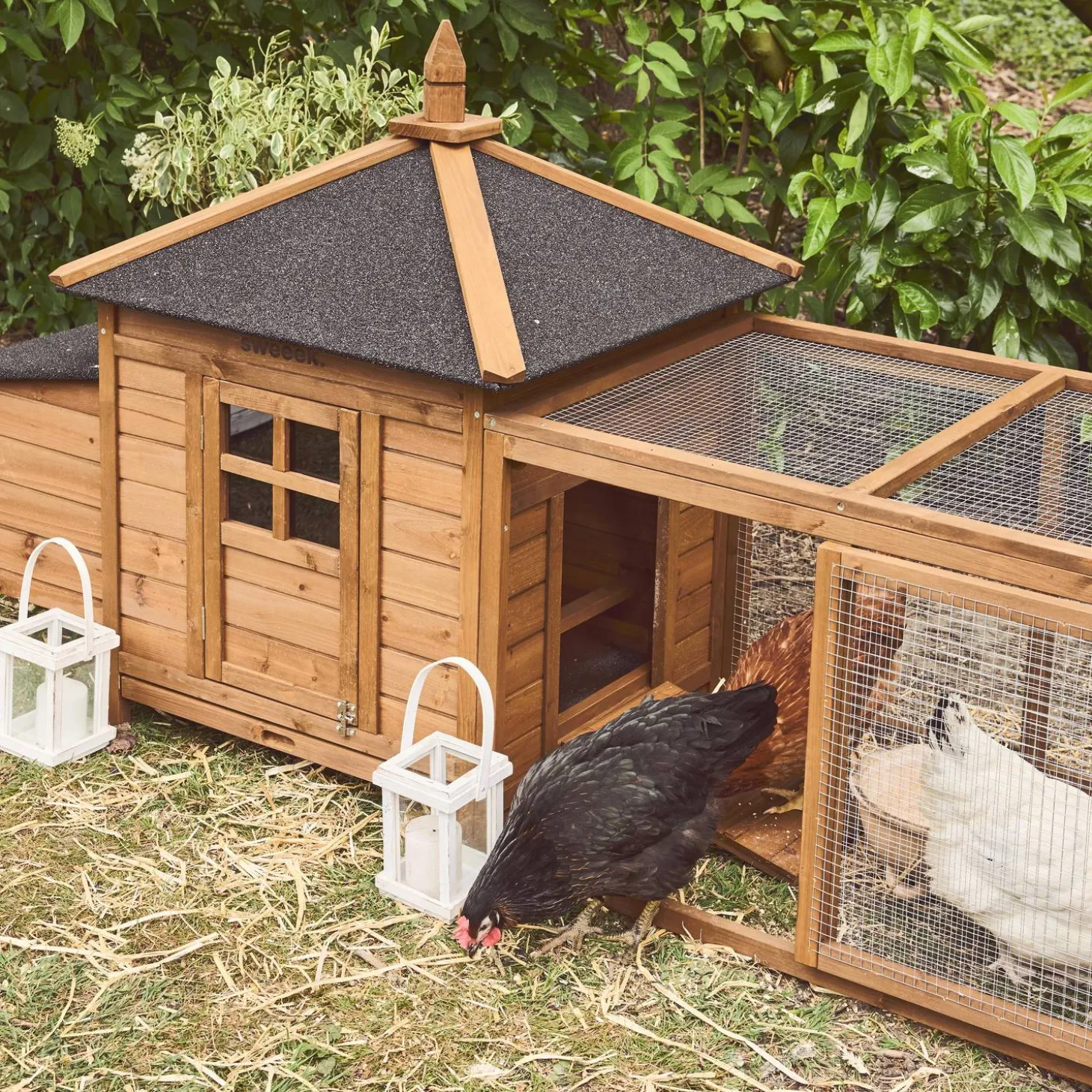 Wooden chicken coop for 2 chickens with nesting box