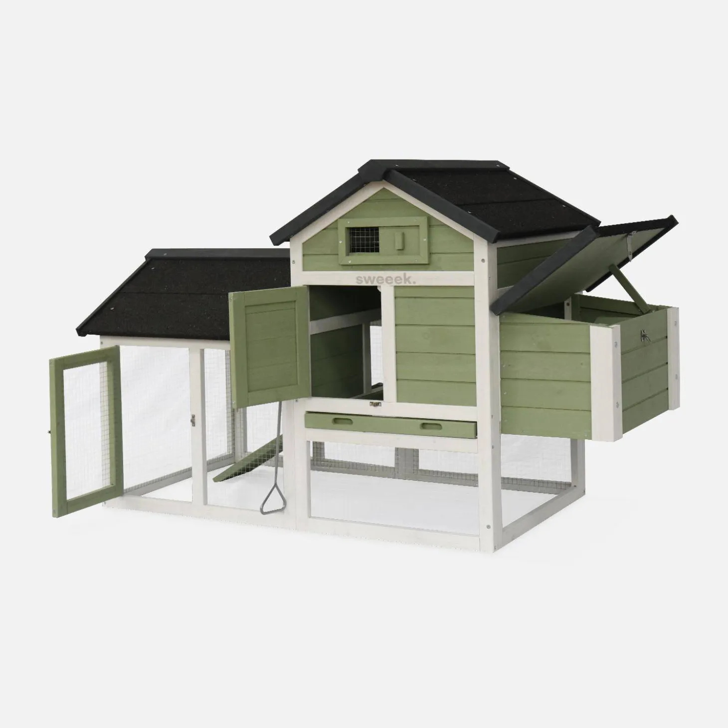 Wooden chicken coop for 3 chickens with nesting box