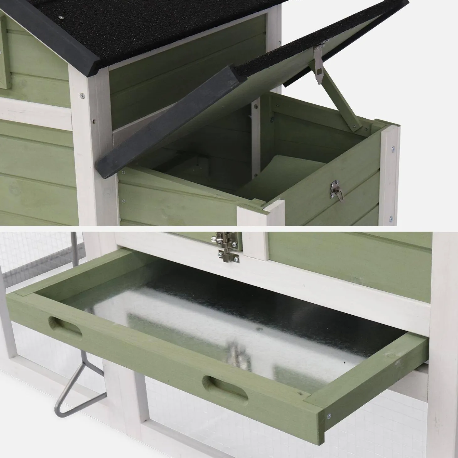 Wooden chicken coop for 3 chickens with nesting box