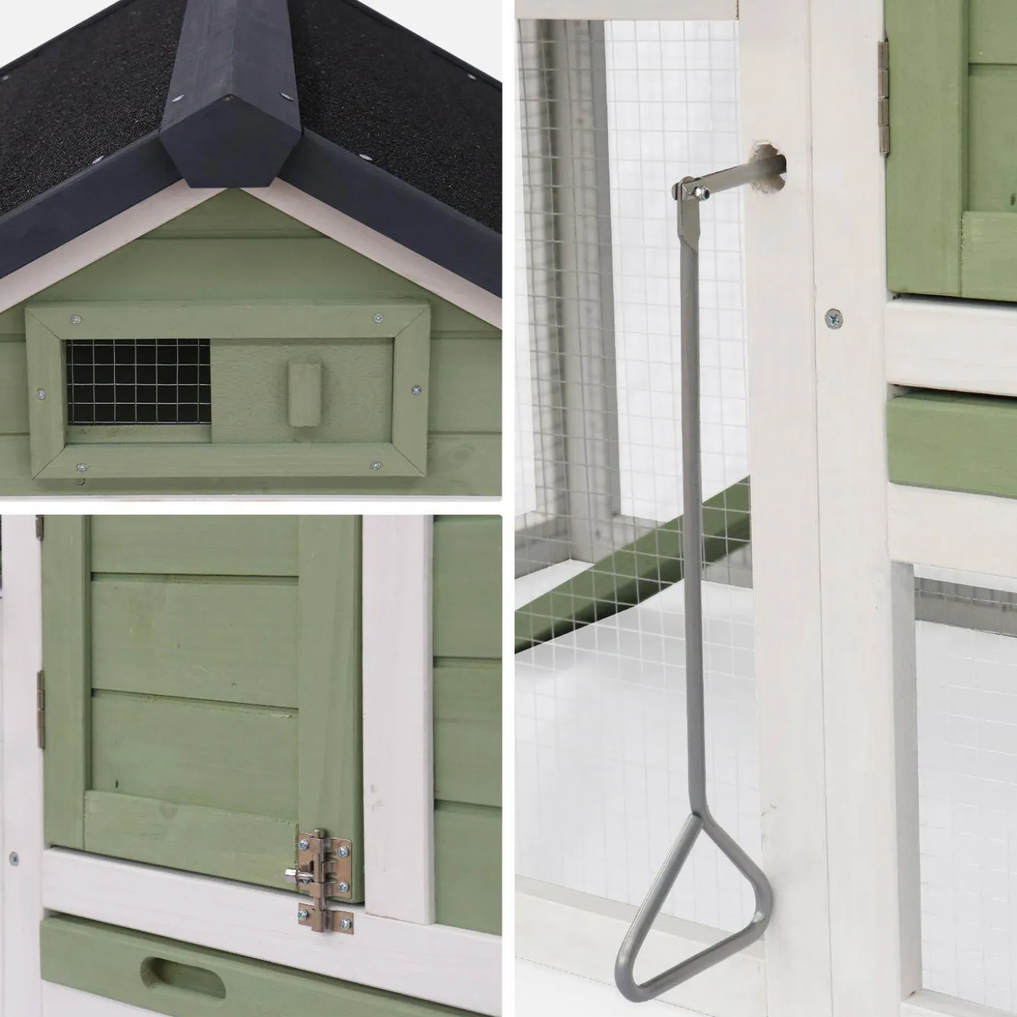 Wooden chicken coop for 3 chickens with nesting box