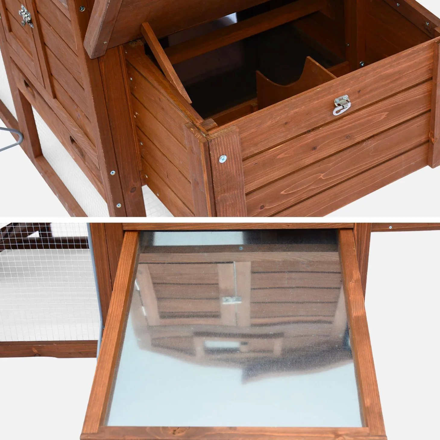 Wooden chicken coop for 3 chickens with nesting box