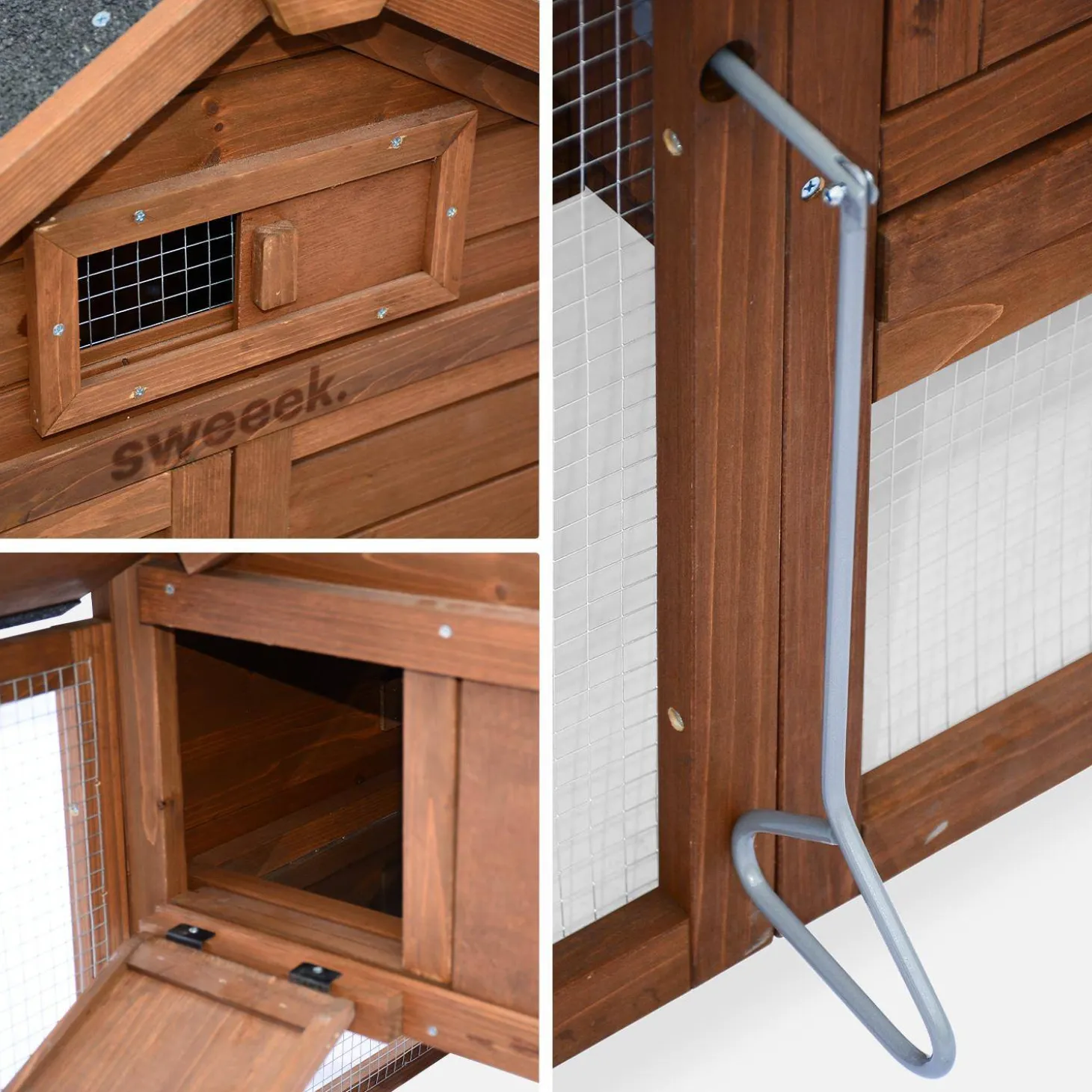 Wooden chicken coop for 3 chickens with nesting box