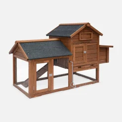 Wooden chicken coop for 3 chickens with nesting box