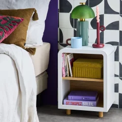 Wooden effect bedside table