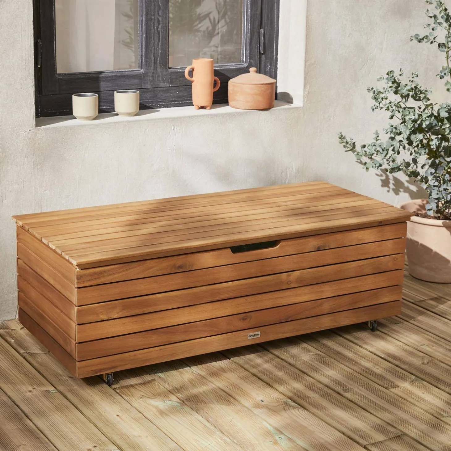 Wooden garden storage box