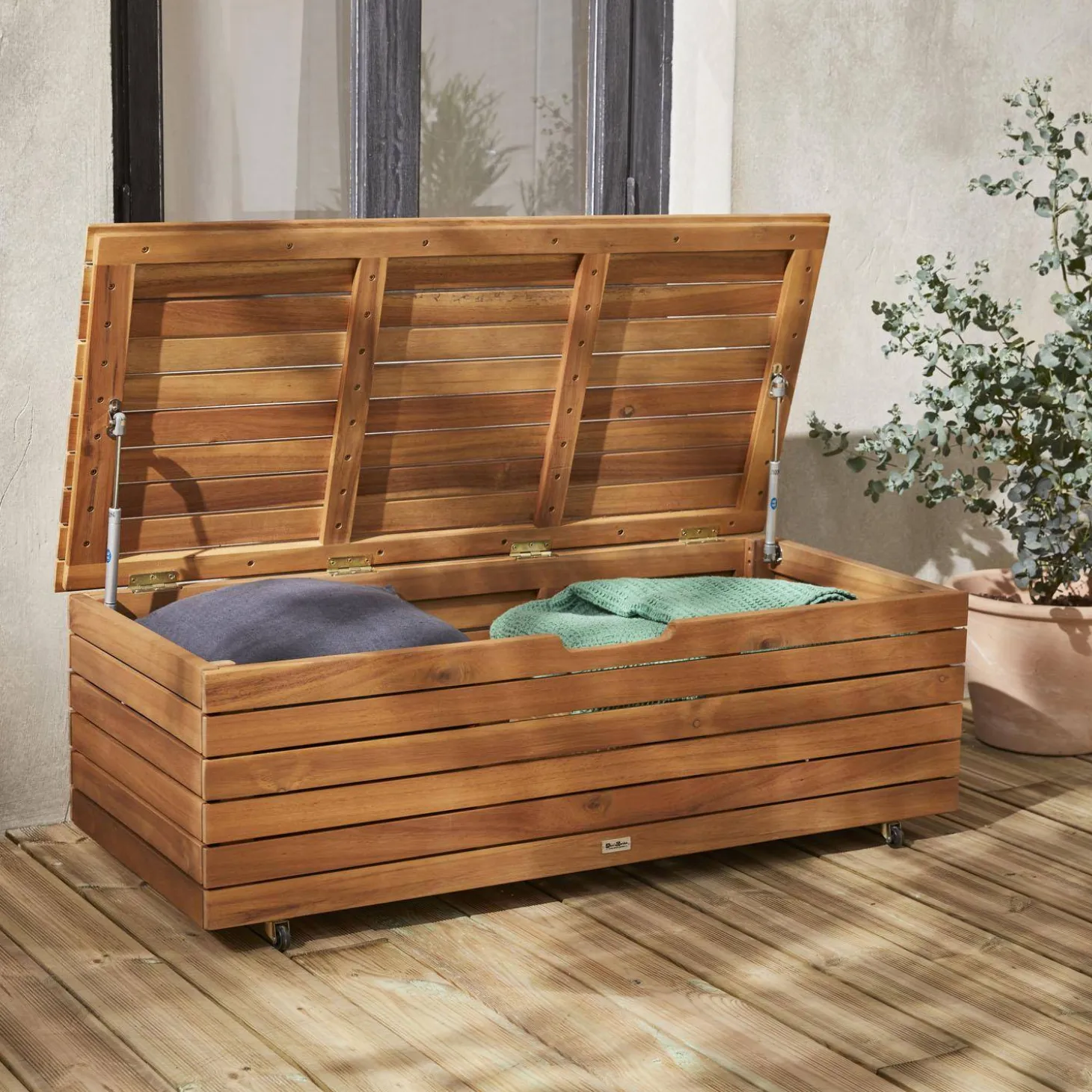 Wooden garden storage box