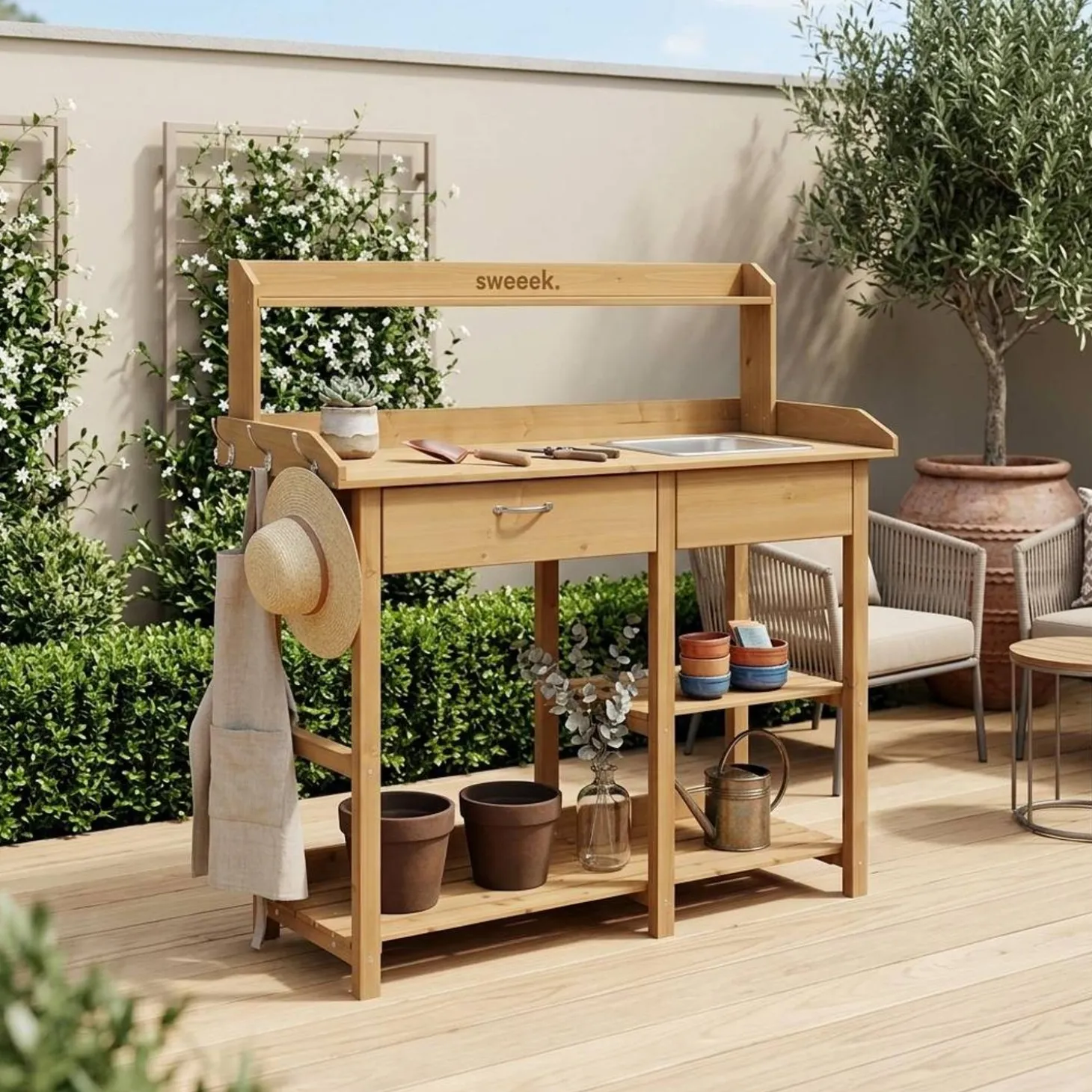Wooden potting table
