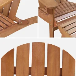 Wooden retro garden deck chair with side table