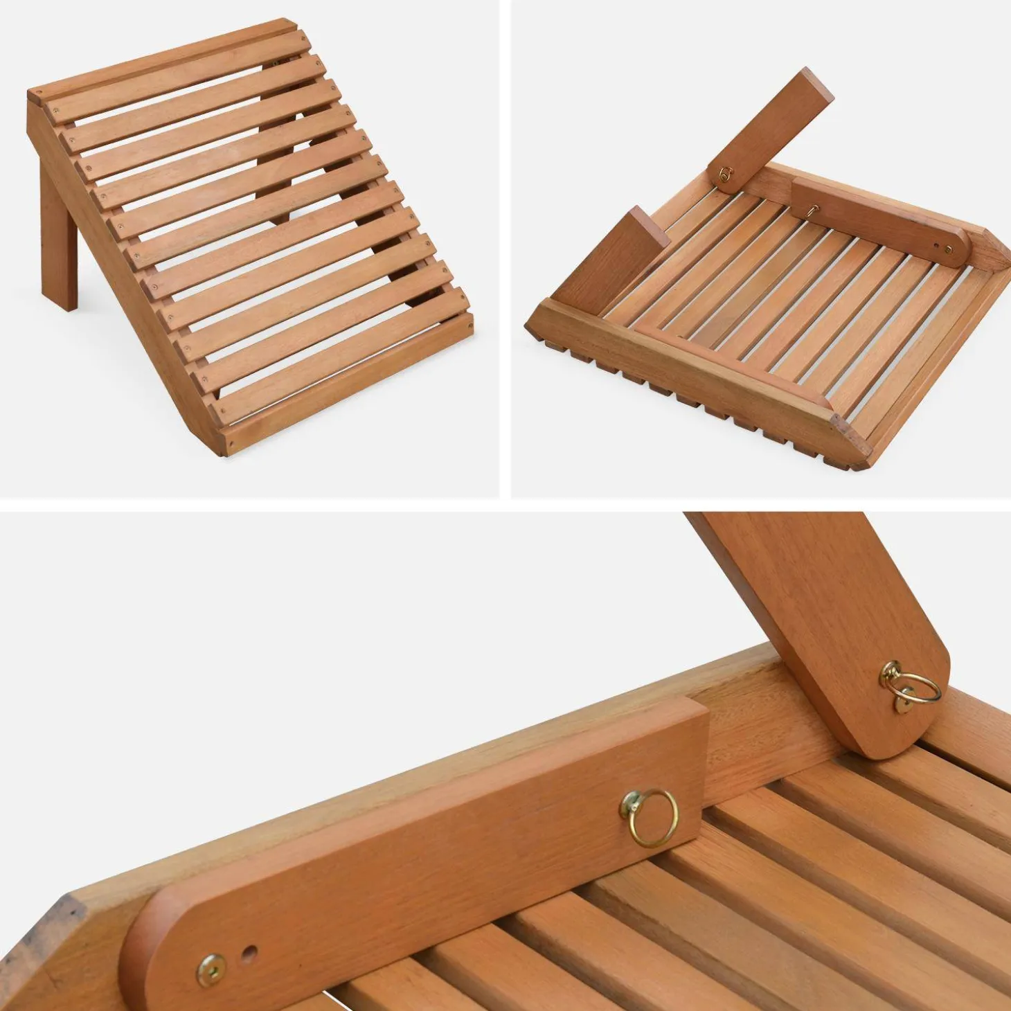Wooden retro garden deck chair with side table