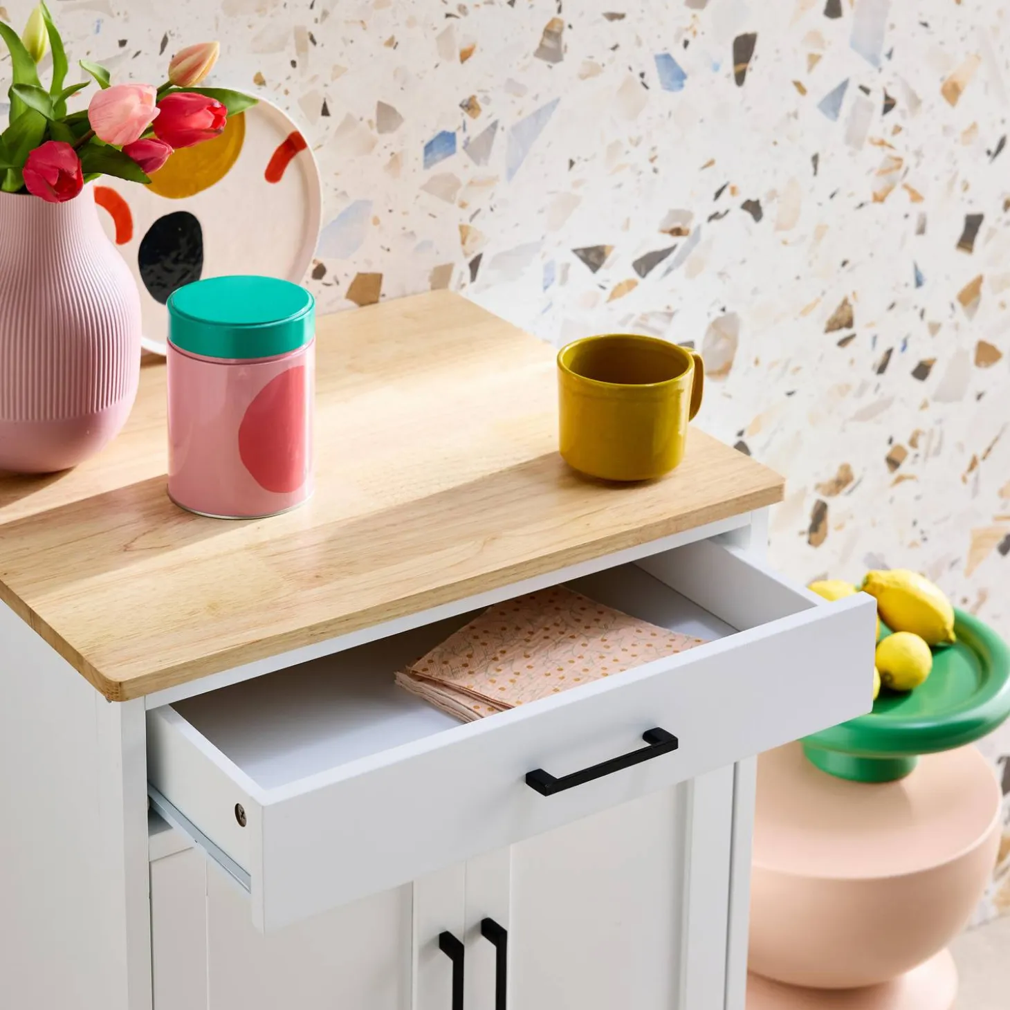 Wooden rubber kitchen serving tray