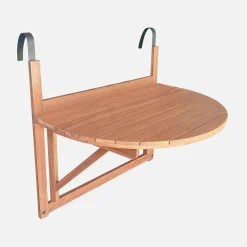 Wooden side table for balcony, foldable
