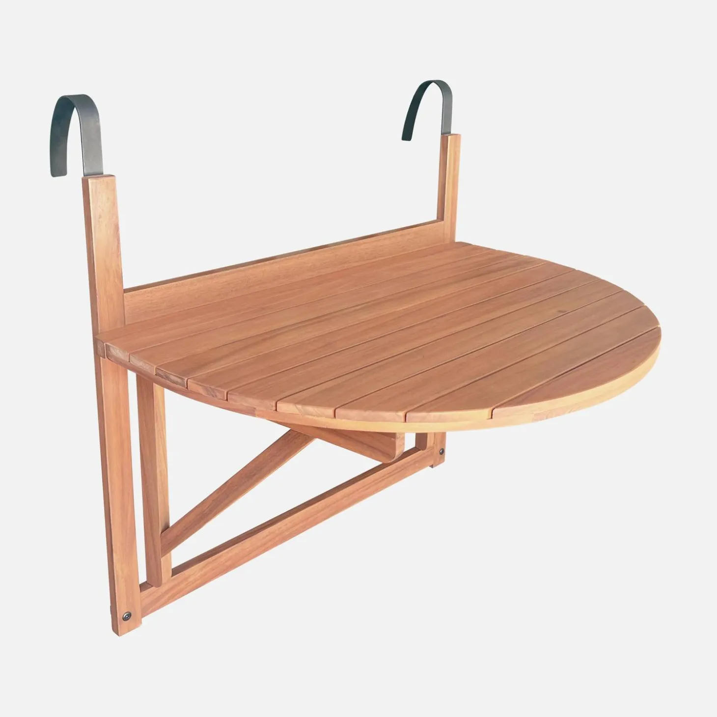 Wooden side table for balcony, foldable