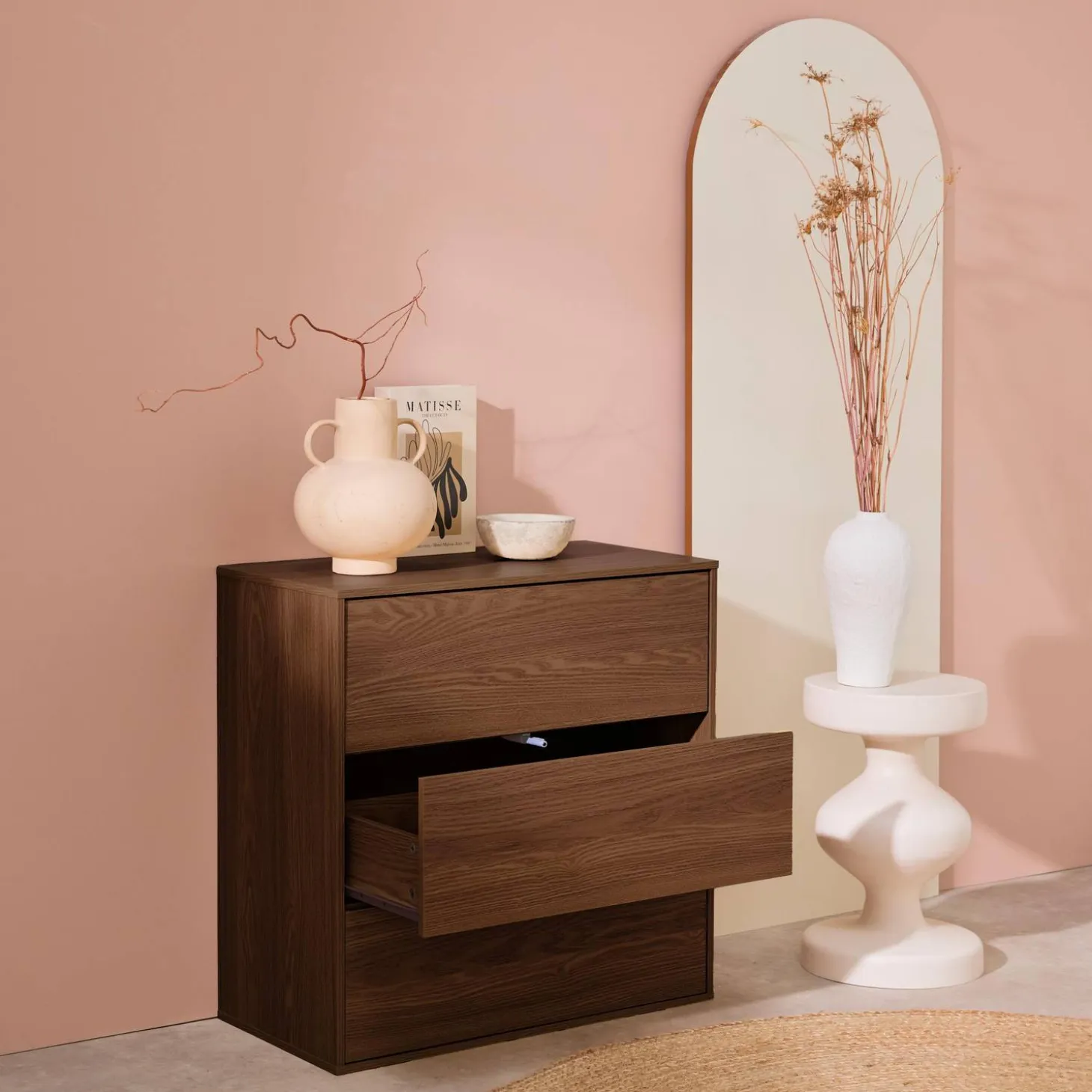 Wooden storage unit, 3 drawers