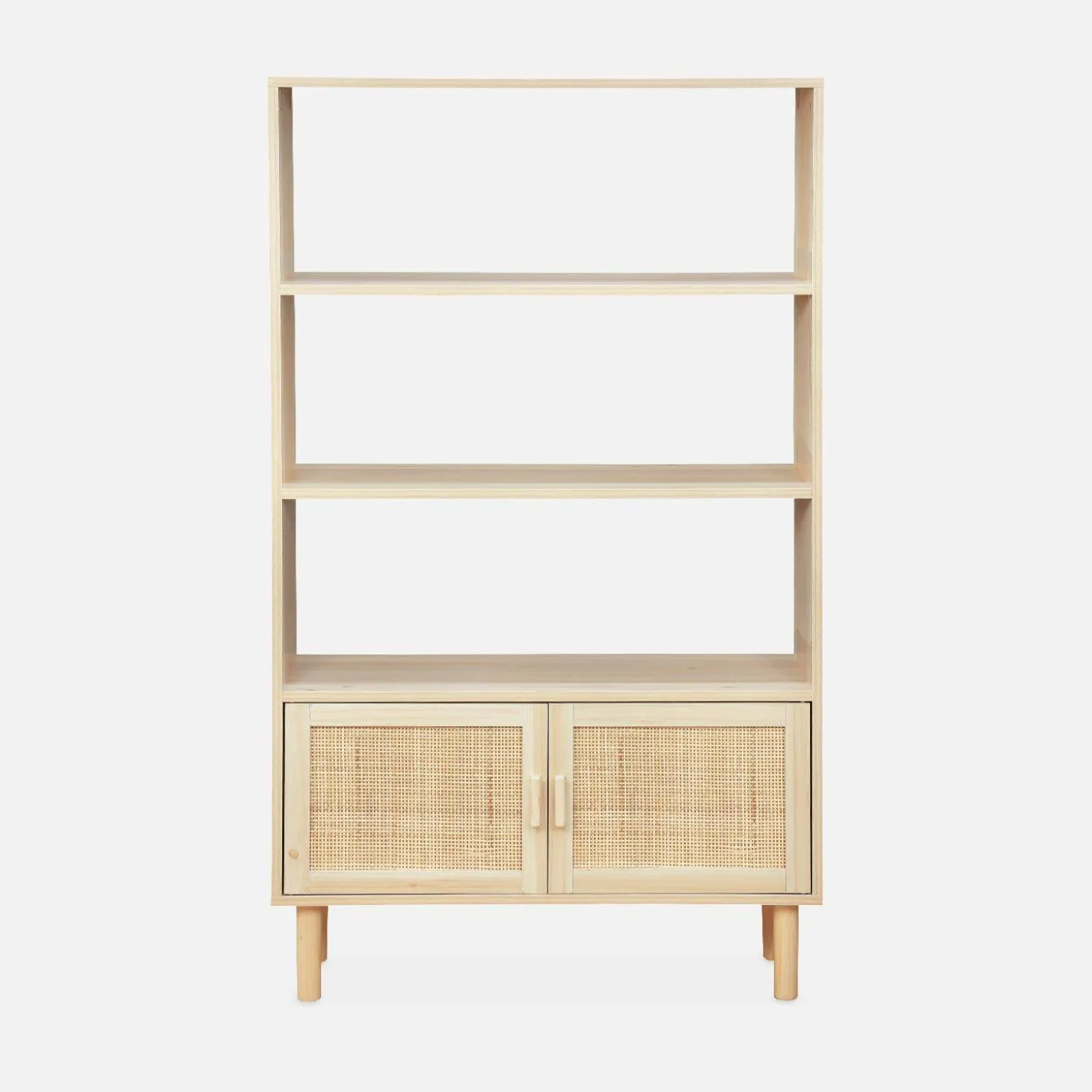 Woven rattan bookcase with storage cupboard