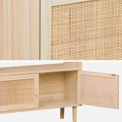 Woven rattan bookcase with storage cupboard