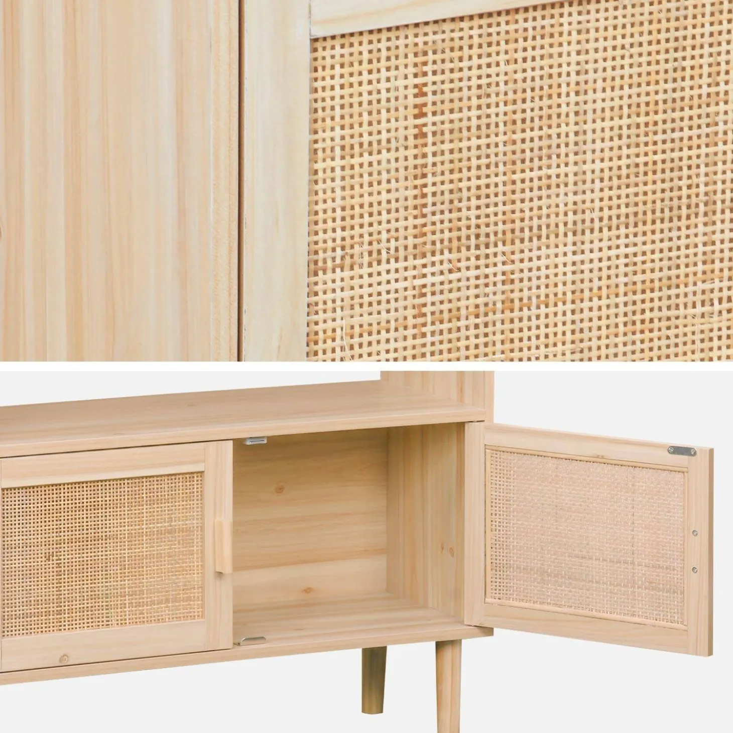 Woven rattan bookcase with storage cupboard