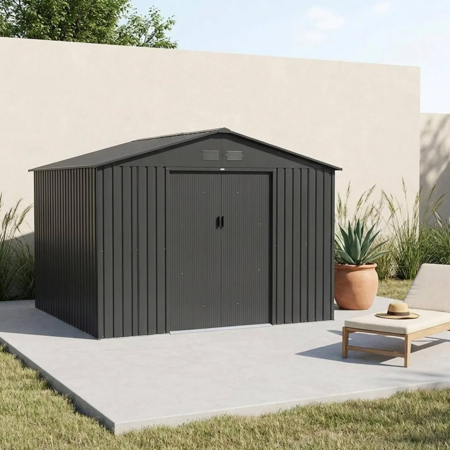 (11 x 10ft) 10.85m² metal garden shed