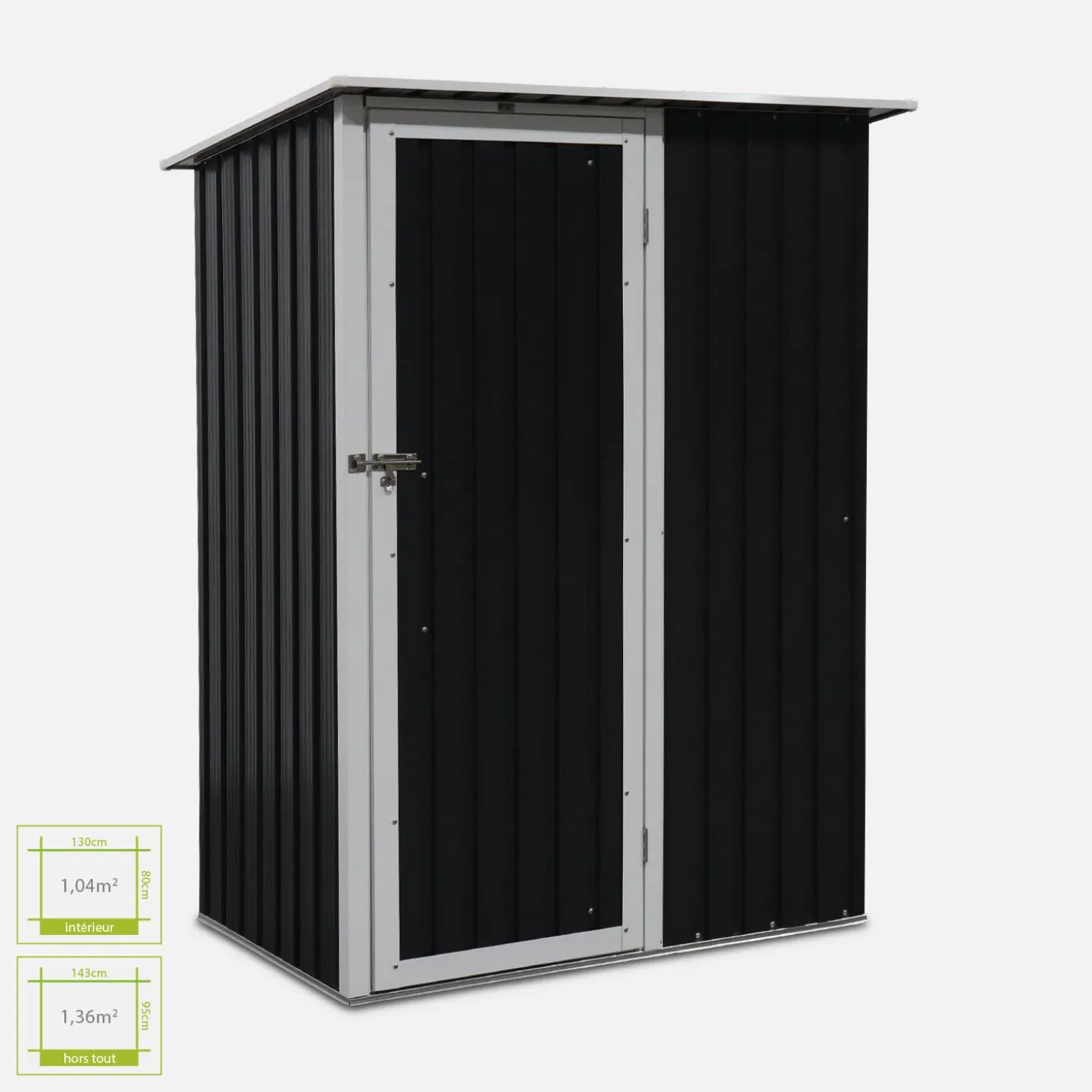 (4.6 x 3.1ft) 1.36m² metal garden storage shed
