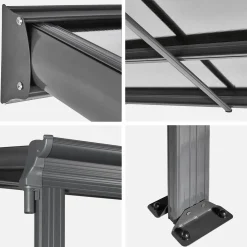 3x6m aluminium lean-to pergola / carport with gutter