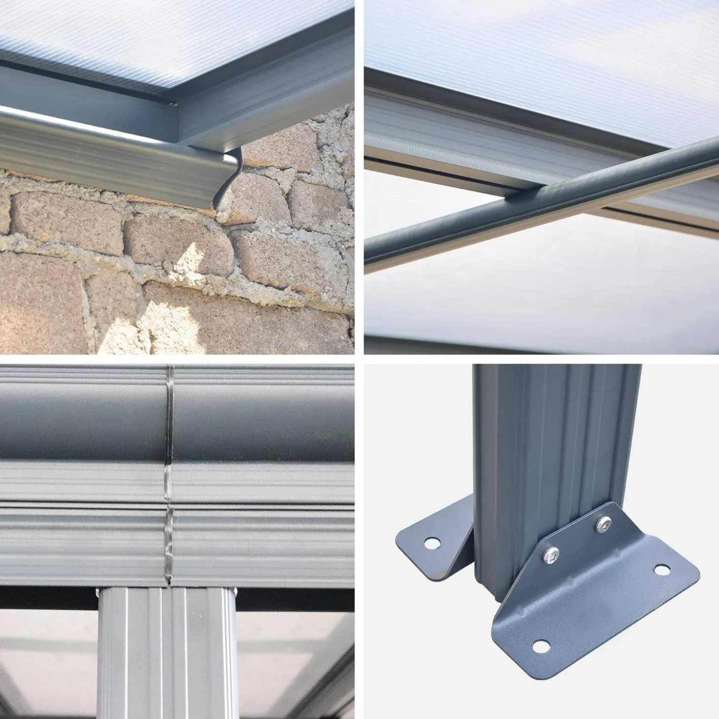 3x4m aluminium lean-to pergola with gutter