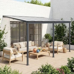3x4m aluminium lean-to pergola with gutter