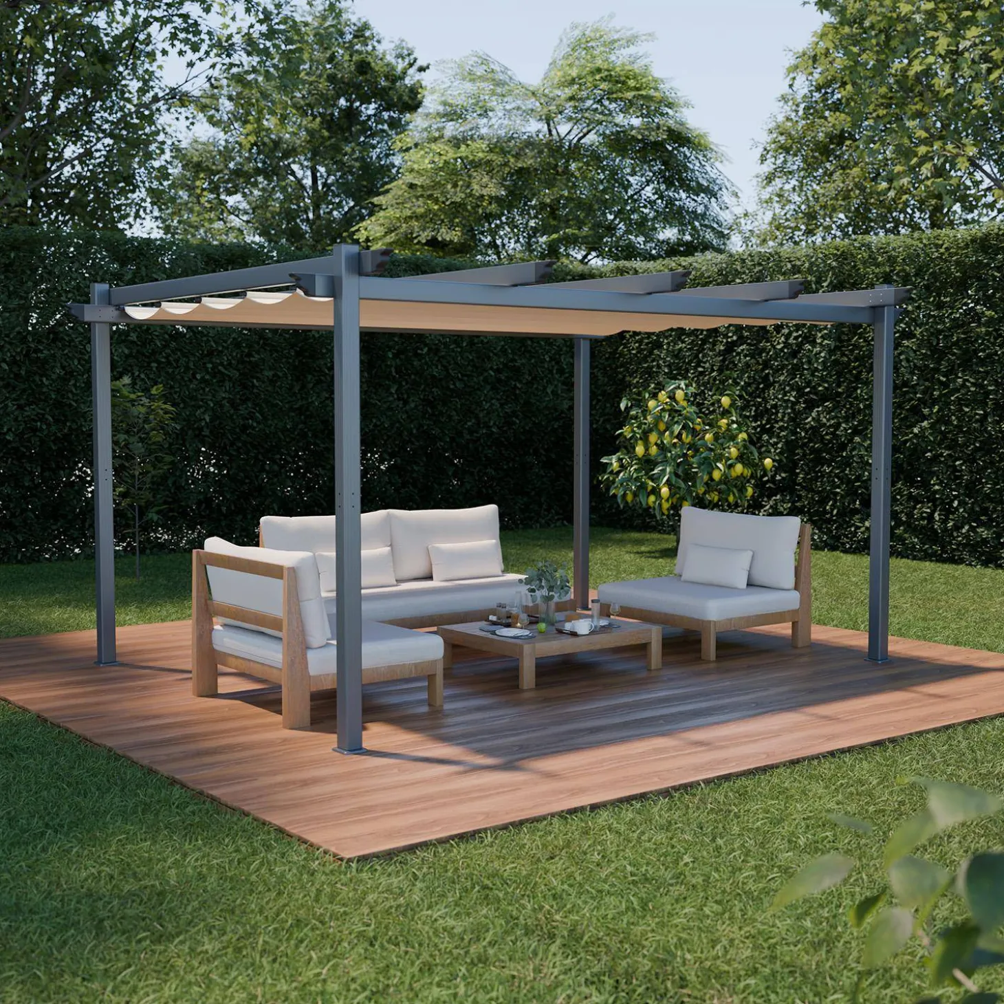 3x4m aluminium pergola with retractable roof