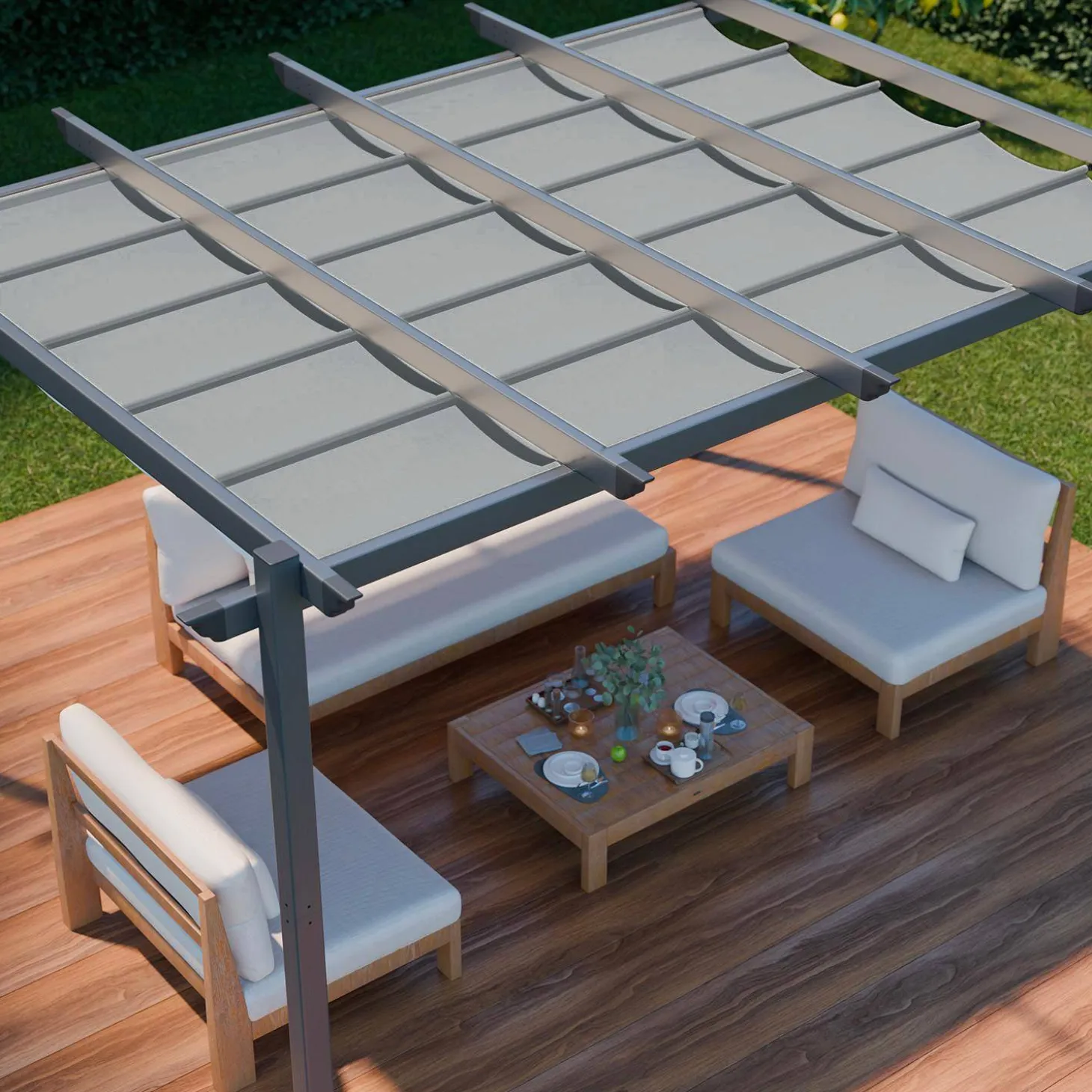 3x4m aluminium pergola with retractable roof