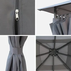 3x3m canopy roof and side curtain kit for Elusa