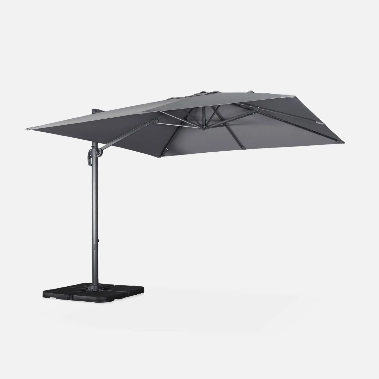 3x3m cantilever parasol + 50x50cm weighted slabs with protected cover included