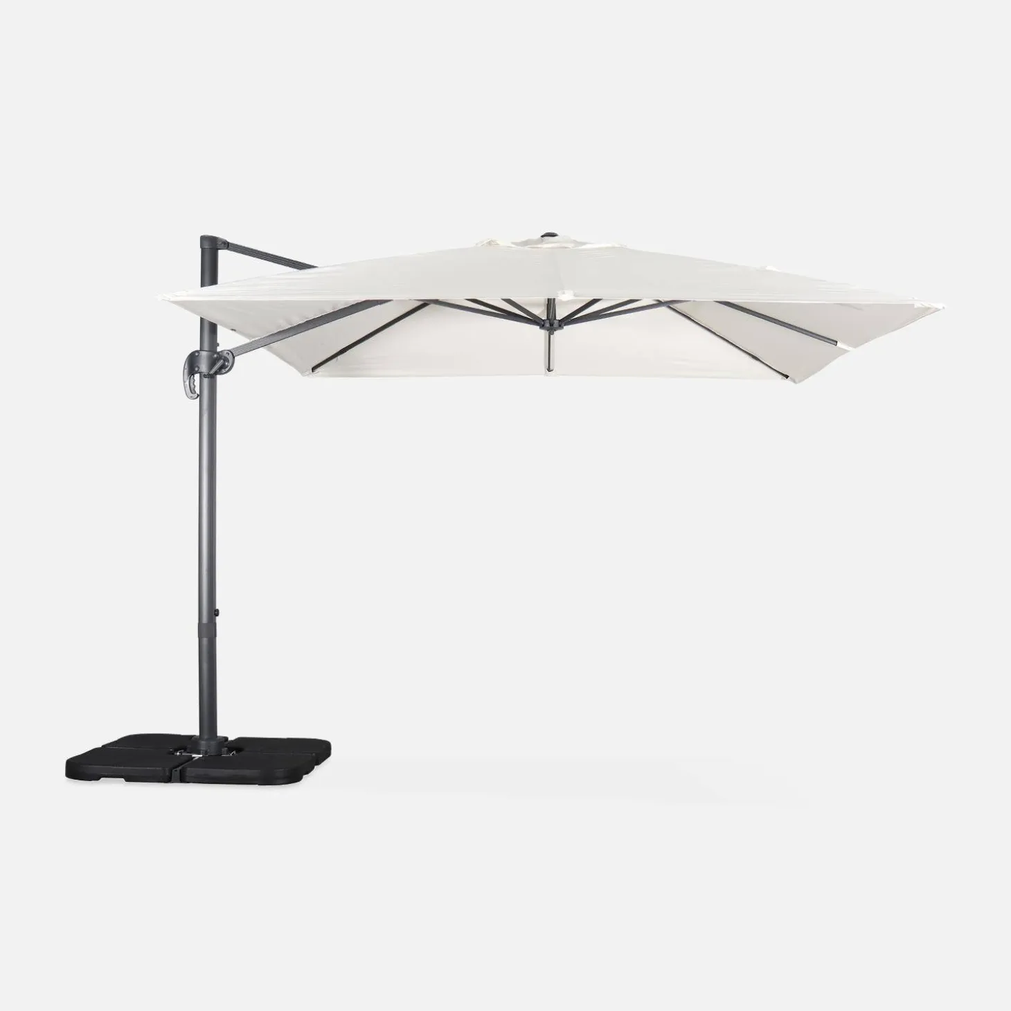 3x3m cantilever parasol + 50x50cm weighted slabs with protected cover included