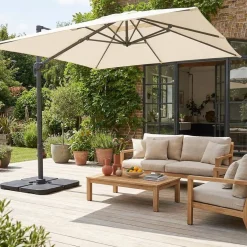 3x3m cantilever parasol + 50x50cm weighted slabs with protected cover included