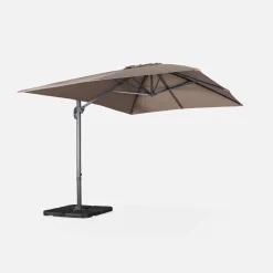 3x4m offset rectangular parasol with 50x50cm weighted slabs