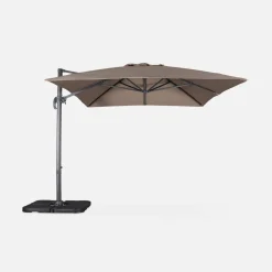 3x4m offset rectangular parasol with 50x50cm weighted slabs