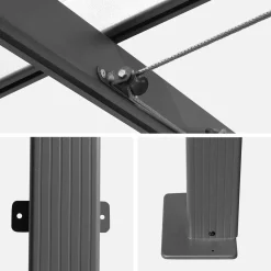 3x4m outdoor retractable aluminium pergola with canopy