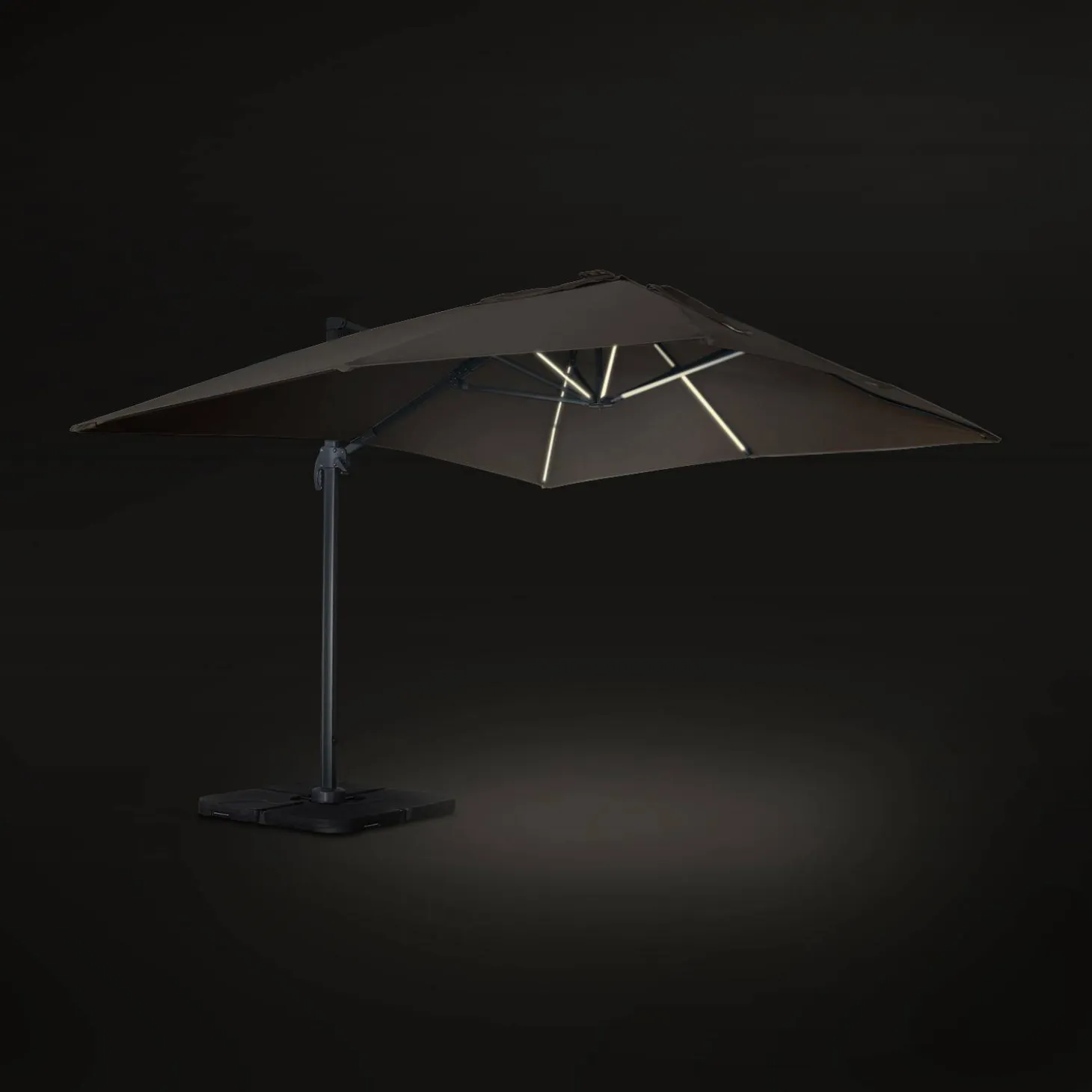 3x4m rectangular cantilever parasol with integrated LED lights
