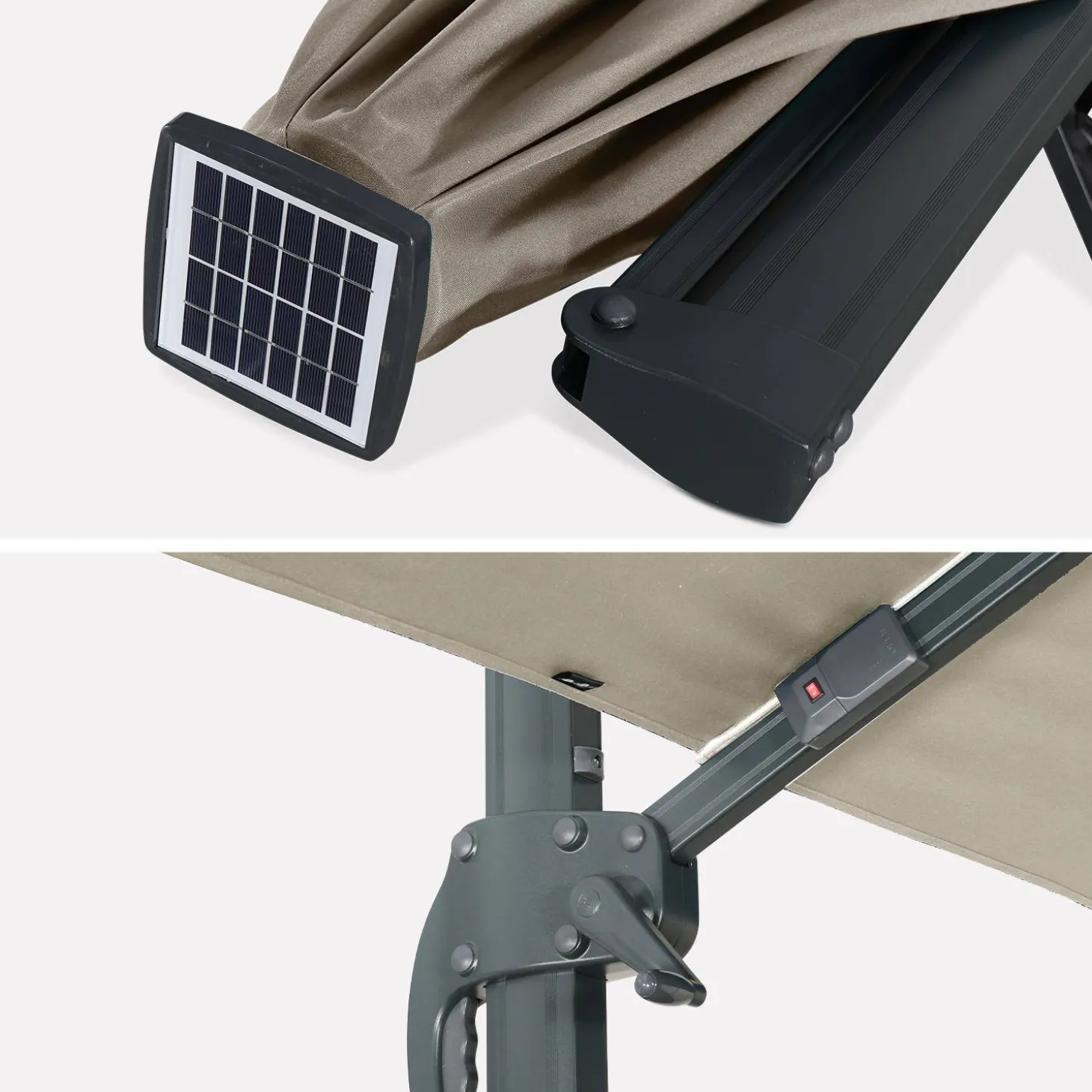 3x4m rectangular cantilever parasol with integrated LED lights